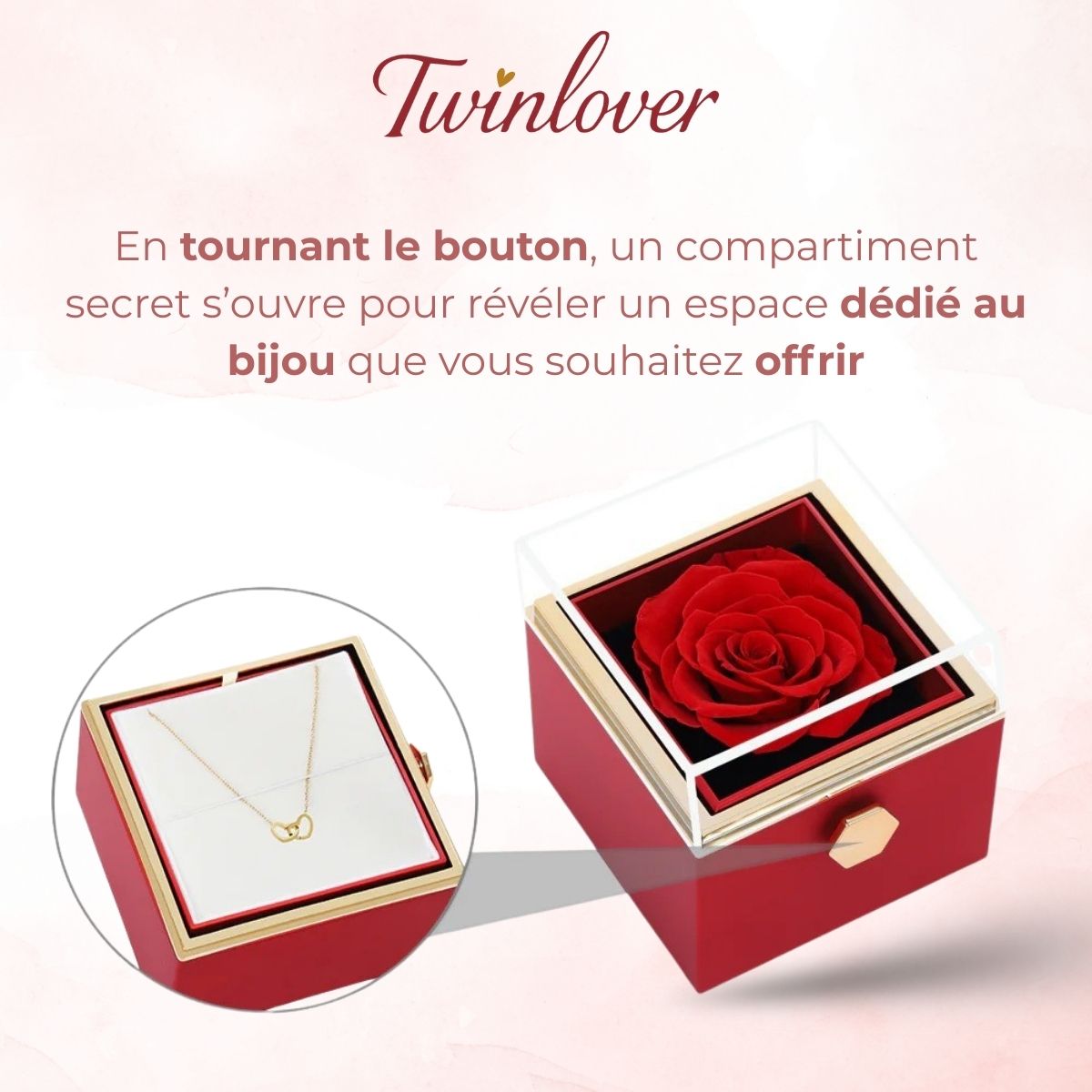 Coffret Rose Éternelle & Collier Personnalisé